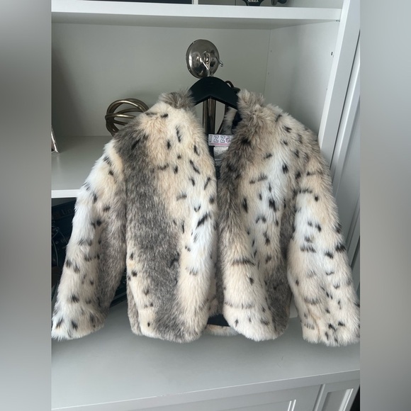 Vintage IZZI Kids Fuzzy Faux Fur Leopard Print Hooded Jacket SZ Small 7/8 Girls - Picture 4 of 16